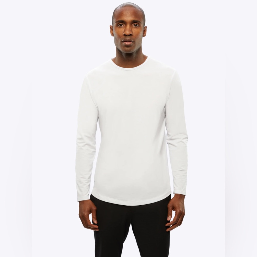 Cuts AO Long Sleeve Curve-Hem Tee, White - XL